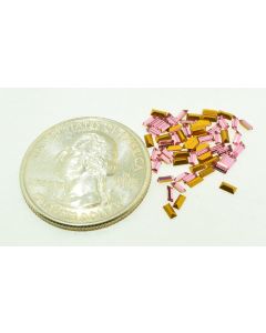 Swarovski 4500 Baguette Rhinestones 3x1.5mm Rose Pointed Back Gold Foiled - 4 Pcs