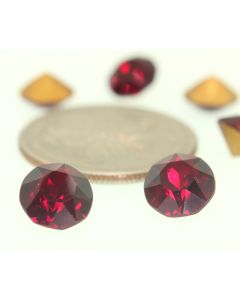 Swarovski 1200 Dentelle, Round Rhinestones 40ss Dark Siam Pointed Back Gold Foiled - 2 Pcs