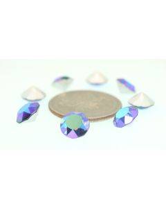Swarovski 1200 Dentelle, Round Rhinestones 40ss Montana Ab Pointed Back Silver Foiled - 2 Pcs