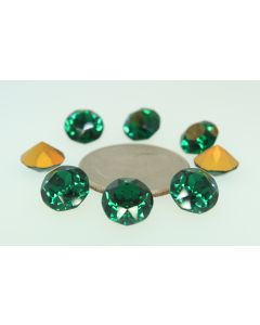 Swarovski 1200 Dentelle, Round Rhinestones 44ss Emerald Pointed Back Gold Foiled - 2 Pcs