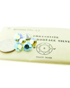 Swarovski 1100 Chaton, Round Rhinestones 47ss Chrysolite Ab Pointed Back Gold Foiled - 4 Pcs