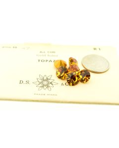Swarovski 1100 Chaton, Round Rhinestones 47ss Topaz Pointed Back Gold Foiled - 4 Pcs
