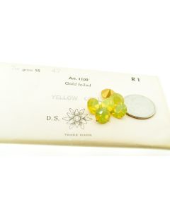 Swarovski 1100 Chaton, Round Rhinestones 47ss Yellow Opal Pointed Back Gold Foiled - 4 Pcs