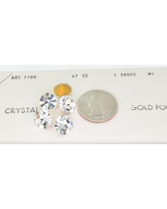 Swarovski 1100 Chaton, Round Rhinestones 47ss Crystal Pointed Back Gold Foiled - 4 Pcs