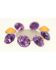 Swarovski 1200 Dentelle, Round Rhinestones 48ss Amethyst Pointed Back Gold Foiled - 1 Pcs