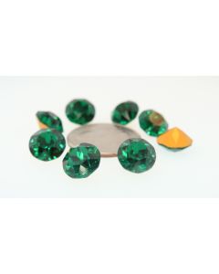 Swarovski 1200 Dentelle, Round Rhinestones 48ss Emerald Pointed Back Gold Foiled - 1 Pcs