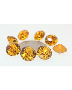 Swarovski 1200 Dentelle, Round Rhinestones 48ss Topaz (Old) Pointed Back Gold Foiled - 1 Pcs