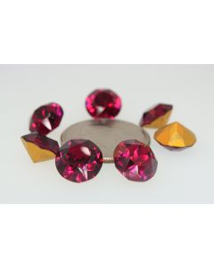 Swarovski 1200 Dentelle, Round Rhinestones 48ss Ruby Pointed Back Gold Foiled - 1 Pcs