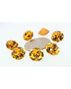 Swarovski 1200 Dentelle, Round Rhinestones 49ss Topaz (Old) Pointed Back Gold Foiled - 1 Pcs