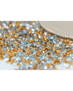 Swarovski 1100 Chaton, Round Rhinestones 04pp Aqua Pointed Back Gold Foiled - 12 Pcs