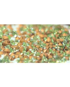Swarovski 1100 Chaton, Round Rhinestones 04pp Peridot Pointed Back Gold Foiled - 12 Pcs