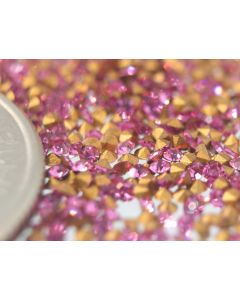 Swarovski 1100 Chaton, Round Rhinestones 04pp Rose Pointed Back Gold Foiled - 12 Pcs
