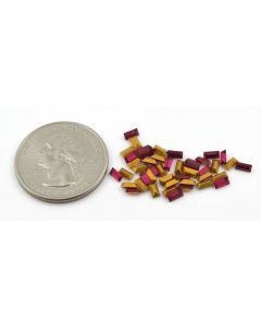 Swarovski 4500 Baguette Rhinestones 4x2mm Ruby Pointed Back Gold Foiled - 4 Pcs