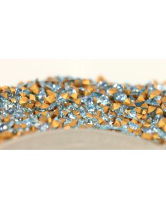 Swarovski 1100 Chaton, Round Rhinestones 05pp Aqua Pointed Back Gold Foiled - 12 Pcs