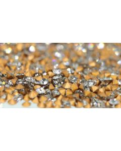 Swarovski 1100 Chaton, Round Rhinestones 05pp Black Diamond Pointed Back Gold Foiled - 12 Pcs