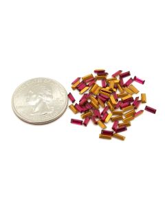 Swarovski 4500 Baguette Rhinestones 5x2mm Ruby Pointed Back Gold Foiled - 4 Pcs