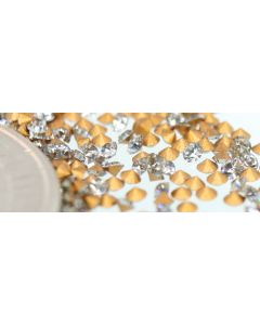 Swarovski 1012 Chaton, Round Rhinestones 06pp Black Diamond Pointed Back Gold Foiled - 12 Pcs