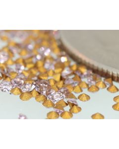 Swarovski 1100 Chaton, Round Rhinestones 06pp Light Amethyst Pointed Back Gold Foiled - 12 Pcs