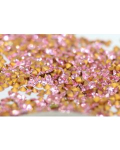 Swarovski 1012 Chaton, Round Rhinestones 06pp Light Rose Pointed Back Gold Foiled - 12 Pcs