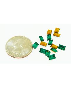Swarovski 4510 Baguette Rhinestones 6x4mm Emerald Pointed Back Gold Foiled - 2 Pcs