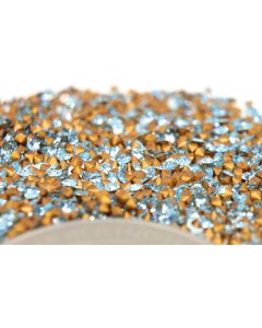 Swarovski 1012 Chaton, Round Rhinestones 07pp Aqua Pointed Back Gold Foiled - 12 Pcs