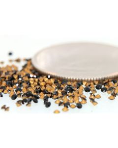 Swarovski 1012 Chaton, Round Rhinestones 07pp Jet Pointed Back Gold Foiled - 12 Pcs