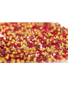 Swarovski 1100 Chaton, Round Rhinestones 07pp Light Siam Pointed Back Gold Foiled - 12 Pcs