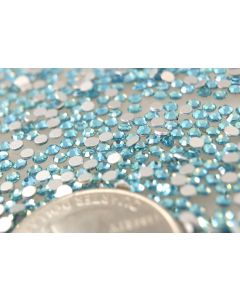 Swarovski 2000 Chaton Rose, Round Rhinestones 07ss Aqua Flatback Silver Foiled - 12 Pcs
