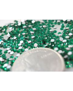 Swarovski 2000 Chaton Rose, Round Rhinestones 07ss Emerald Flatback Silver Foiled - 12 Pcs