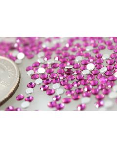 Swarovski 2000 Chaton Rose, Round Rhinestones 07ss Fuchsia Flatback Silver Foiled - 12 Pcs