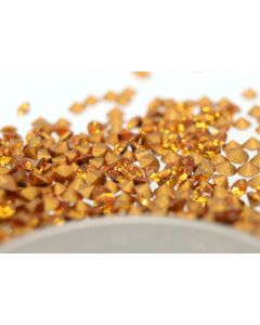 Swarovski 1012 Chaton, Round Rhinestones 08pp Topaz Pointed Back Gold Foiled - 12 Pcs