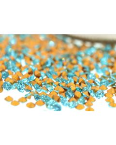 Swarovski 1100 Chaton, Round Rhinestones 08pp Aqua (Old) Pointed Back Gold Foiled - 12 Pcs