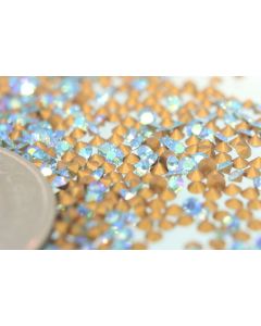 Swarovski 1012 Chaton, Round Rhinestones 09pp Aqua Ab Pointed Back Silver Foiled - 12 Pcs