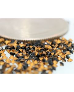 Swarovski 1012 Chaton, Round Rhinestones 09pp Jet Pointed Back Gold Foiled - 12 Pcs