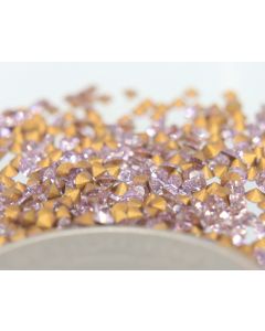 Swarovski 1012 Chaton, Round Rhinestones 09pp Light Amethyst Pointed Back Gold Foiled - 12 Pcs