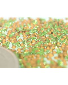 Swarovski 1012 Chaton, Round Rhinestones 09pp Peridot Pointed Back Gold Foiled - 12 Pcs