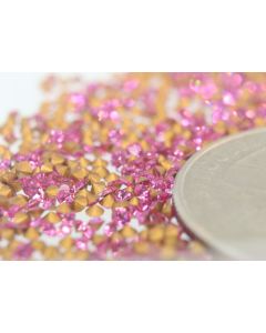 Swarovski 1012 Chaton, Round Rhinestones 09pp Rose Pointed Back Gold Foiled - 12 Pcs