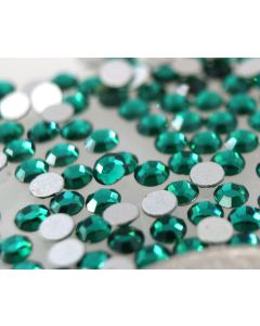 Swarovski 2000 Chaton Rose, Round Rhinestones 09ss Emerald Flatback Silver Foiled - 12 Pcs