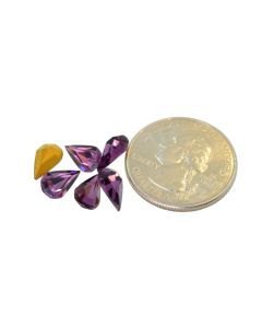 Swarovski 4300 Pear Rhinestones 10x6mm Amethyst Pointed Back Gold Foiled - 2 Pcs