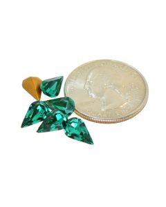 Swarovski 4300 Pear Rhinestones 10x6mm Emeraude Pointed Back Gold Foiled - 2 Pcs