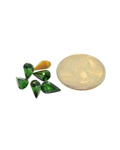 Swarovski 4300 Pear Rhinestones 10x6mm Green Turmaline Pointed Back Gold Foiled - 2 Pcs