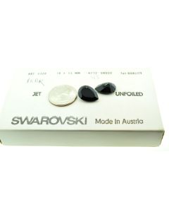 Swarovski 4320 Pear Rhinestones 18x13mm Jet Pointed Back Unfoiled - 1 Pcs