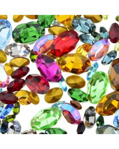 Swarovski Rhinestone Mix, Crystal Colors Ovals, Foiled Back - 50 pc