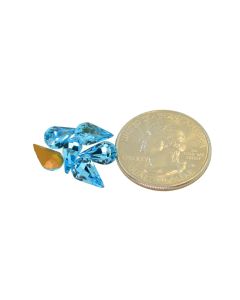 Swarovski 4300 Pear Rhinestones 10x6mm Aqua (Old) Pointed Back Gold Foiled - 2 Pcs