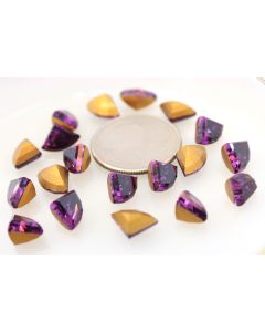 Swarovski 4729 Pie Rhinestones 11x8mm Amethyst Pointed Back Gold Foiled - 1 Pcs