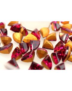Swarovski 4729 Pie Rhinestones 11x8mm Ruby Pointed Back Gold Foiled - 1 Pcs