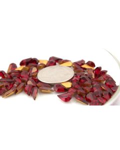 Swarovski 4300 Pear Rhinestones 10x6mm Ruby Pointed Back Gold Foiled - 2 Pcs
