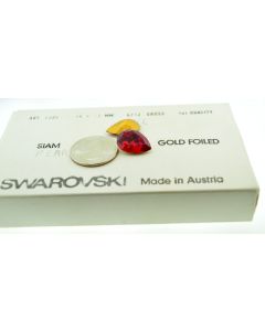Swarovski 4320 Pear Rhinestones 18x13mm Siam Pointed Back Gold Foiled - 1 Pcs
