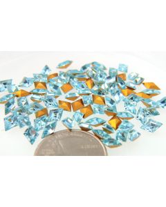Swarovski 4710 Diamond Rhinestones 8.2x5.5mm Light Aqua Pointed Back Gold Foiled - 2 Pcs