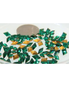 Swarovski 4710 Diamond Rhinestones 8.2x5.5mm Emeraude Pointed Back Gold Foiled - 2 Pcs